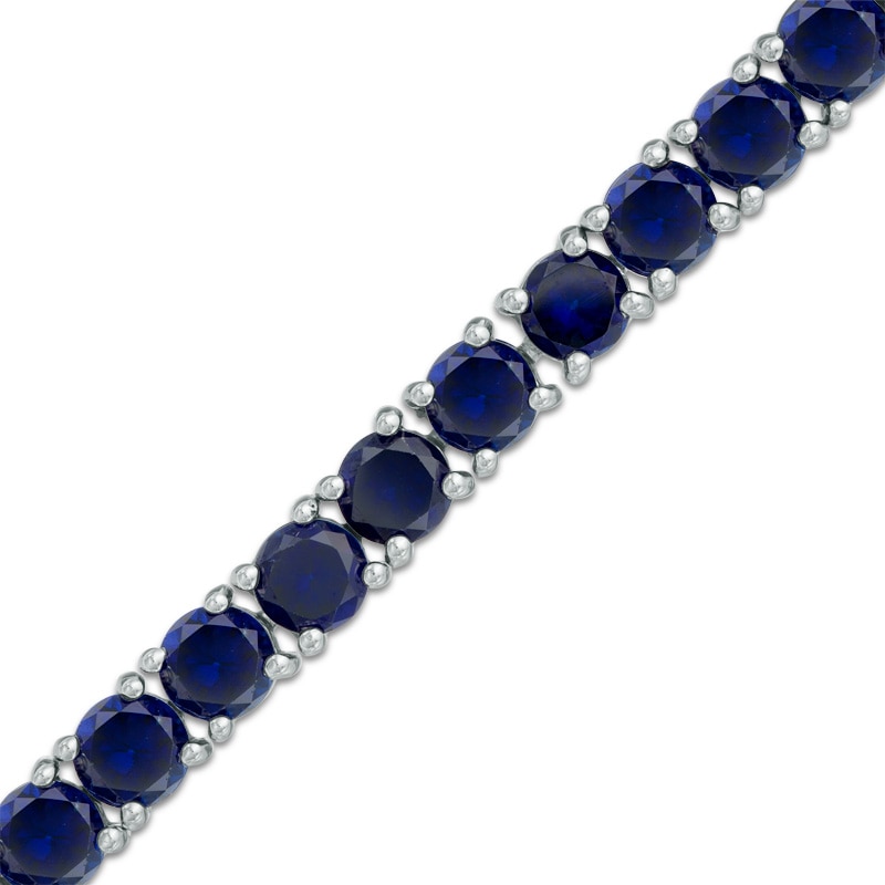 Main Image 1 of Lab-Created Blue Sapphire Tennis Bracelet in Sterling Silver - 7.5"