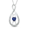 Thumbnail Image 1 of 5.0mm Heart-Shaped Lab-Created Blue Sapphire and Diamond Accent "MOM" Infinity Pendant in Sterling Silver