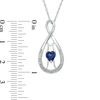Thumbnail Image 2 of 5.0mm Heart-Shaped Lab-Created Blue Sapphire and Diamond Accent "MOM" Infinity Pendant in Sterling Silver