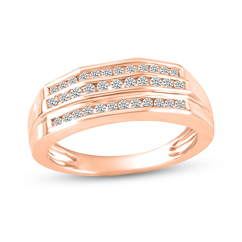 Men's 1/2 CT. T.W. Diamond Wedding Band in 10K Rose Gold