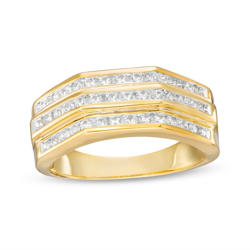 Main Image 1 of Men's 1 CT. T.W. Diamond Wedding Band in 10K Gold
