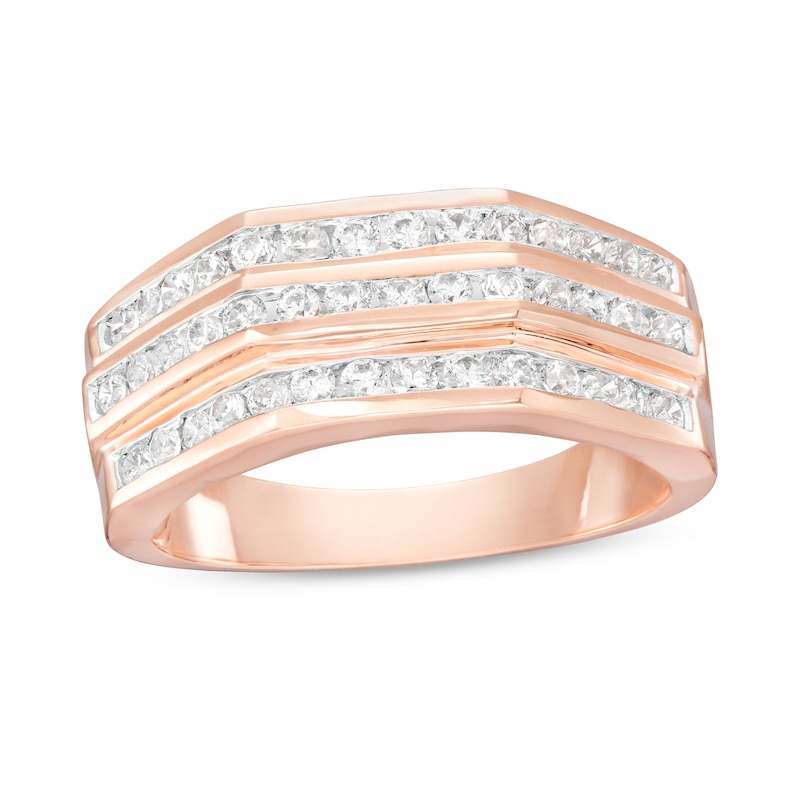 Men's 1 CT. T.W. Diamond Wedding Band in 10K Rose Gold