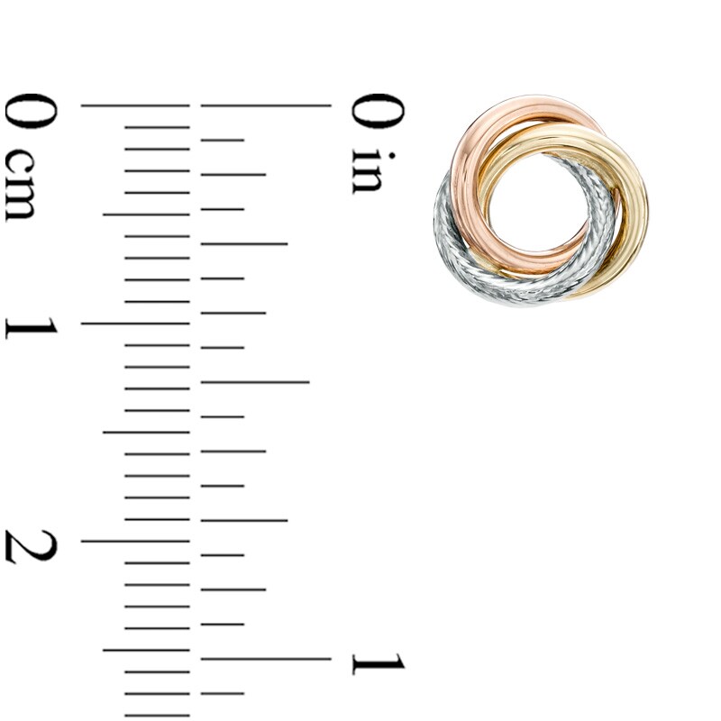 Main Image 2 of Love Knot Stud Earrings in 10K Tri-Tone Gold