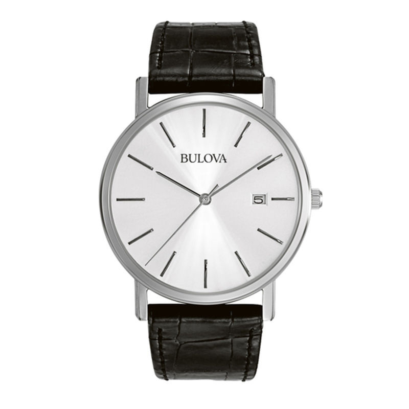 Main Image 1 of Men's Bulova Dress Collection Strap Watch with Silver-Tone Dial (Model: 96B104)