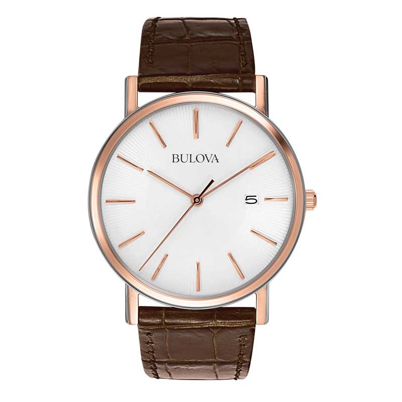 Main Image 1 of Men's Bulova Classic Collection Strap Watch with White Dial (Model: 98H51)