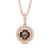 Thumbnail Image 0 of 5.0mm Smoky Quartz and Diamond Accent Frame Pendant in 10K Rose Gold