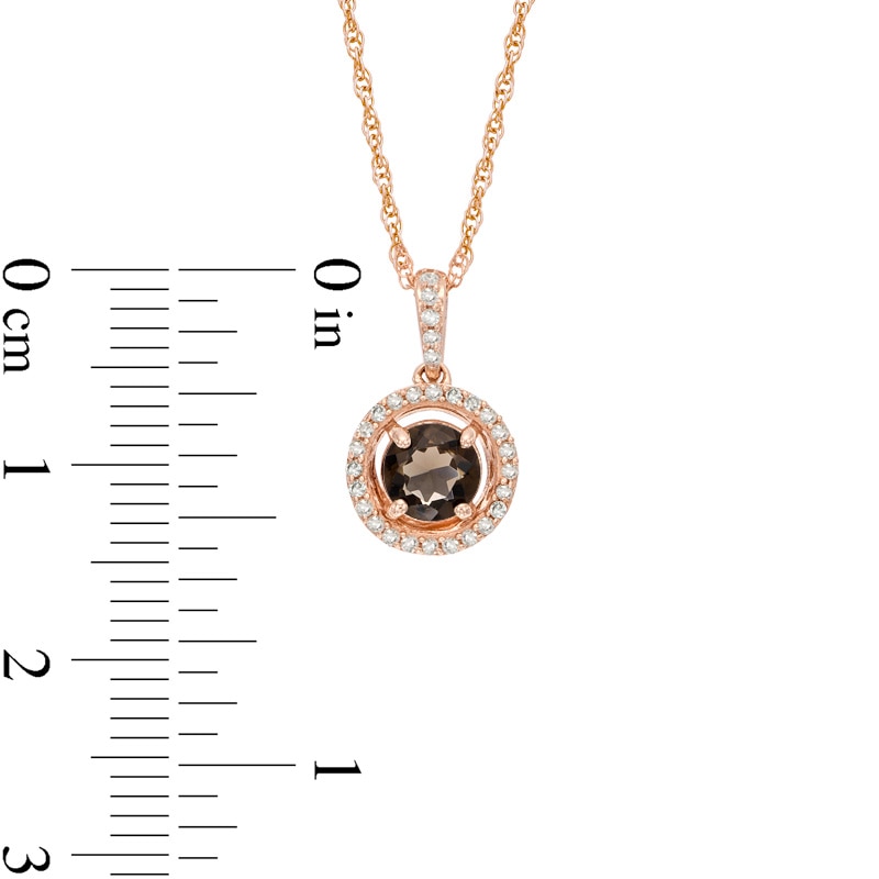 5.0mm Smoky Quartz and Diamond Accent Frame Pendant in 10K Rose Gold