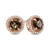 Thumbnail Image 1 of 5.0mm Smoky Quartz and 1/8 CT. T.W. Diamond Frame Stud Earrings in 10K Rose Gold