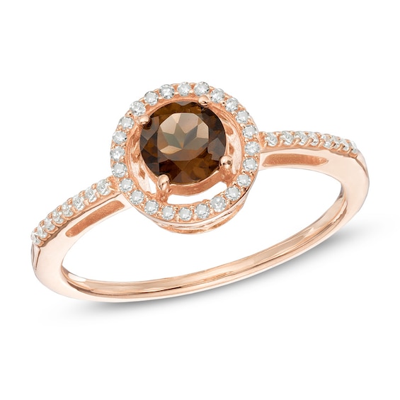 5.0mm Smoky Quartz and 1/8 CT. T.w. Diamond Ring in 10K Rose Gold