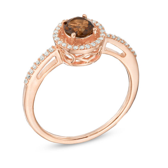 5.0mm Smoky Quartz and 1/8 CT. T.w. Diamond Ring in 10K Rose Gold