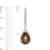 Thumbnail Image 2 of Pear-Shaped Smoky Quartz and Lab-Created White Sapphire Drop Earrings  in Sterling Silver with 14K Rose Gold Plate