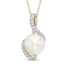 Thumbnail Image 1 of 7.5-8.0mm Freshwater Cultured Pearl and Diamond Accent Pendant in 10K Gold