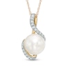 Thumbnail Image 0 of 7.5 - 8.0mm Cultured Freshwater Pearl and Diamond Accent Pendant in 10K Gold