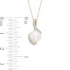 Thumbnail Image 2 of 7.5-8.0mm Freshwater Cultured Pearl and Diamond Accent Pendant in 10K Gold
