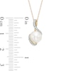 Thumbnail Image 1 of 7.5 - 8.0mm Cultured Freshwater Pearl and Diamond Accent Pendant in 10K Gold