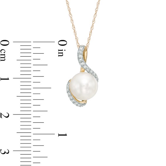 7.5-8.0mm Freshwater Cultured Pearl and Diamond Accent Pendant in 10K Gold