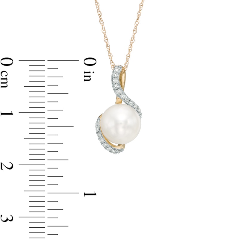 7.5 - 8.0mm Cultured Freshwater Pearl and Diamond Accent Pendant in 10K Gold