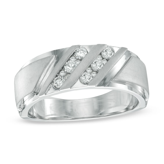 3/8 CT. T.w. Diamond Slant Ring in 10K White Gold