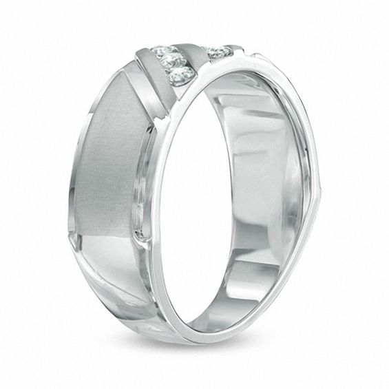 3/8 CT. T.w. Diamond Slant Ring in 10K White Gold