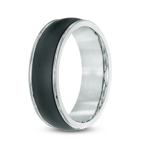6.0mm Black Center Stripe Two-Tone Titanium Ring - Size 10