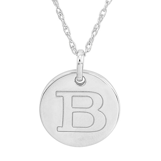 Personality Charms "B" Initial Charm Disk Starter Pendant in Sterling Silver