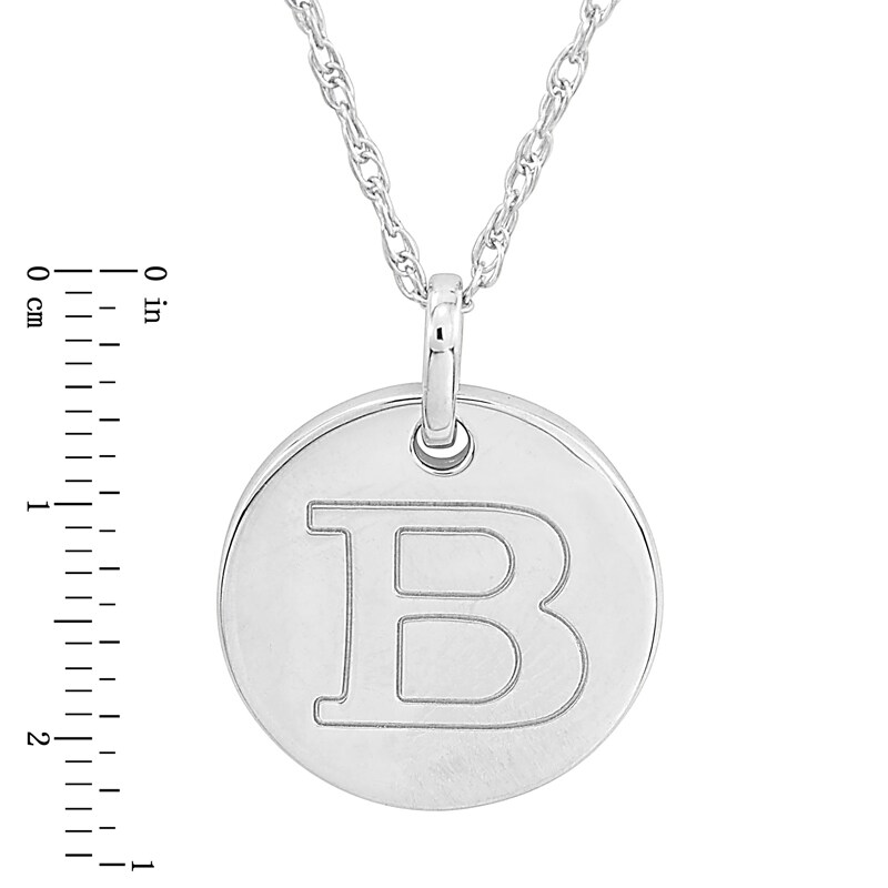Main Image 2 of Personality Charms "B" Initial Charm Disk Starter Pendant in Sterling Silver