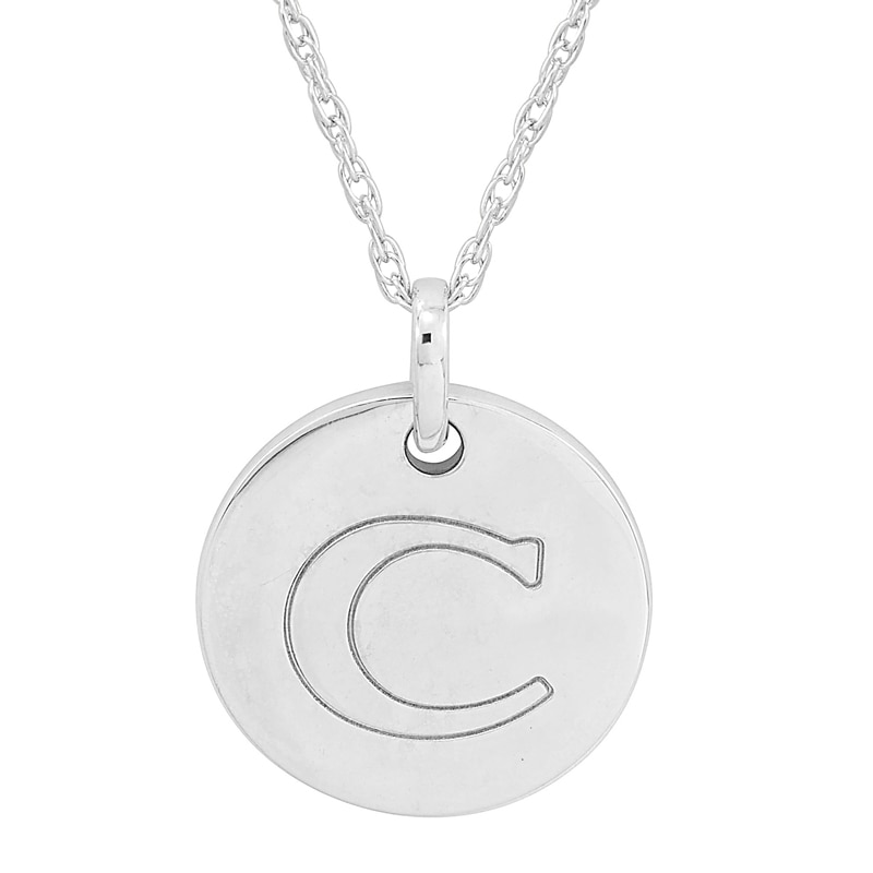 Main Image 1 of Personality Charms "C" Initial Charm Disk Starter Pendant in Sterling Silver