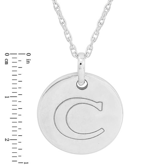 Personality Charms "C" Initial Charm Disk Starter Pendant in Sterling Silver