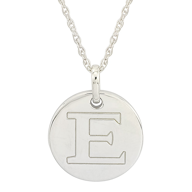 Personality Charms "E" Initial Charm Disk Starter Pendant in Sterling Silver