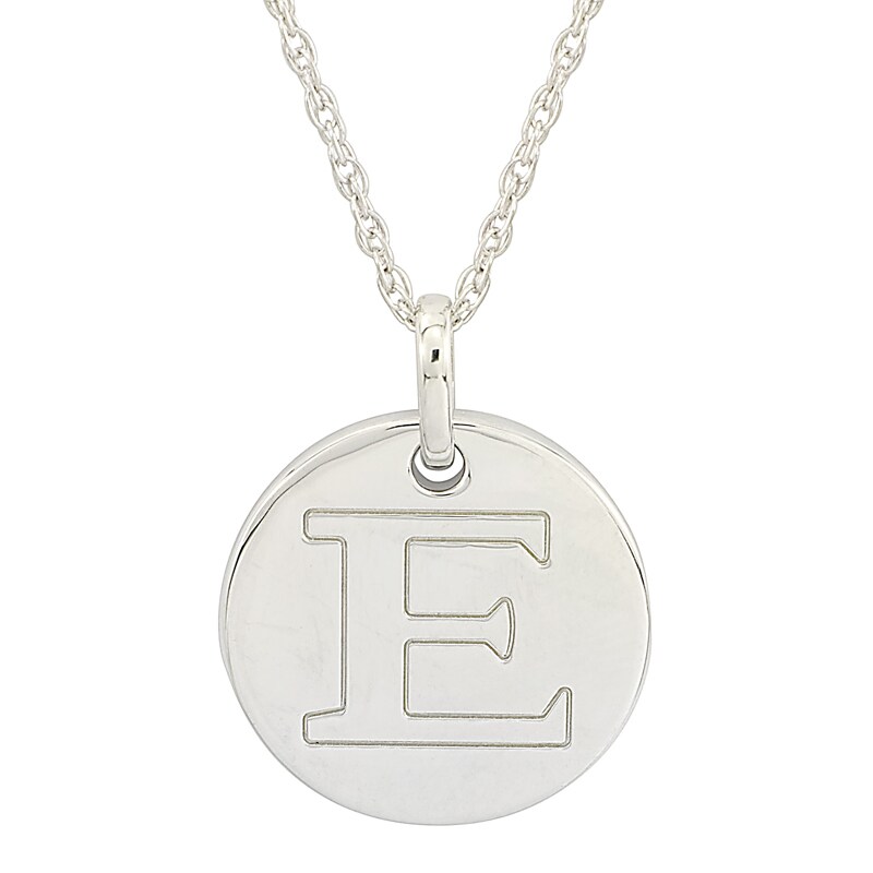 Main Image 1 of Personality Charms "E" Initial Charm Disk Starter Pendant in Sterling Silver