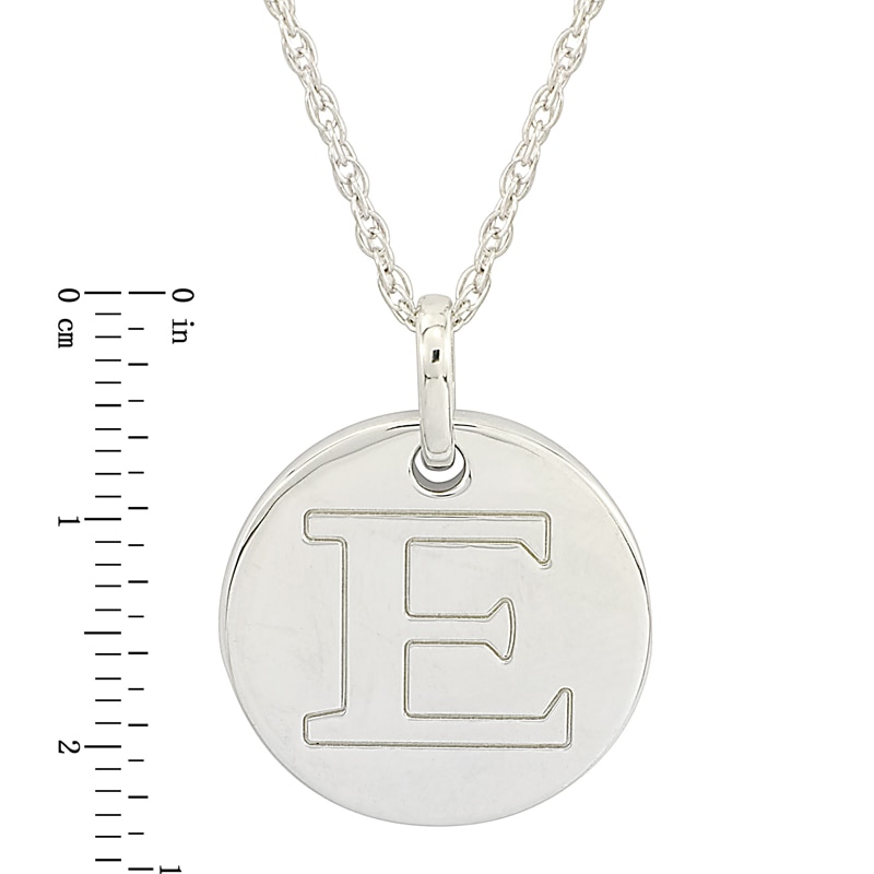 Main Image 2 of Personality Charms "E" Initial Charm Disk Starter Pendant in Sterling Silver