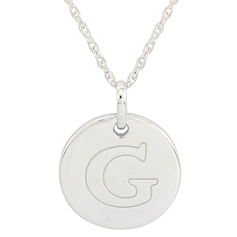 Main Image 1 of Personality Charms "G" Initial Charm Disk Starter Pendant in Sterling Silver
