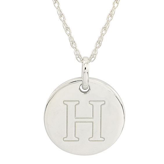 Personality Charms "H" Initial Charm Disk Starter Pendant in Sterling Silver