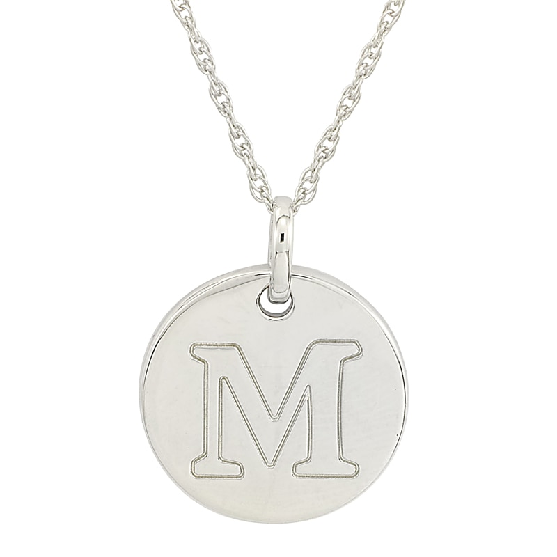 Main Image 1 of Personality Charms "M" Initial Charm Disk Starter Pendant in Sterling Silver