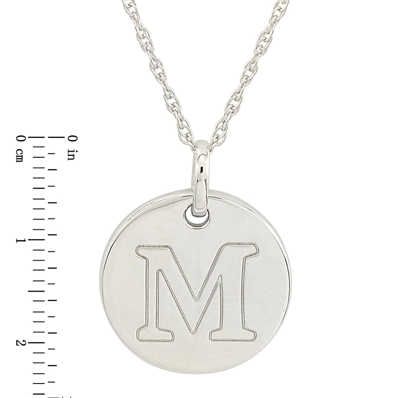 Main Image 2 of Personality Charms "M" Initial Charm Disk Starter Pendant in Sterling Silver