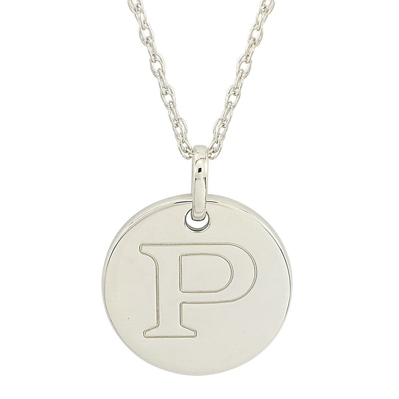 Personality Charms "P" Initial Charm Disk Starter Pendant in Sterling Silver