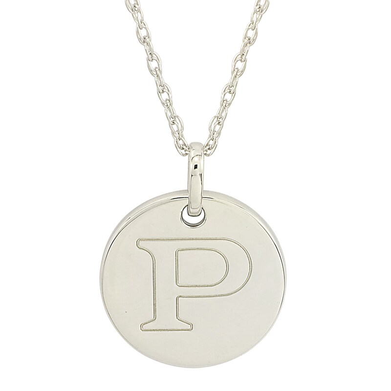 Main Image 1 of Personality Charms "P" Initial Charm Disk Starter Pendant in Sterling Silver