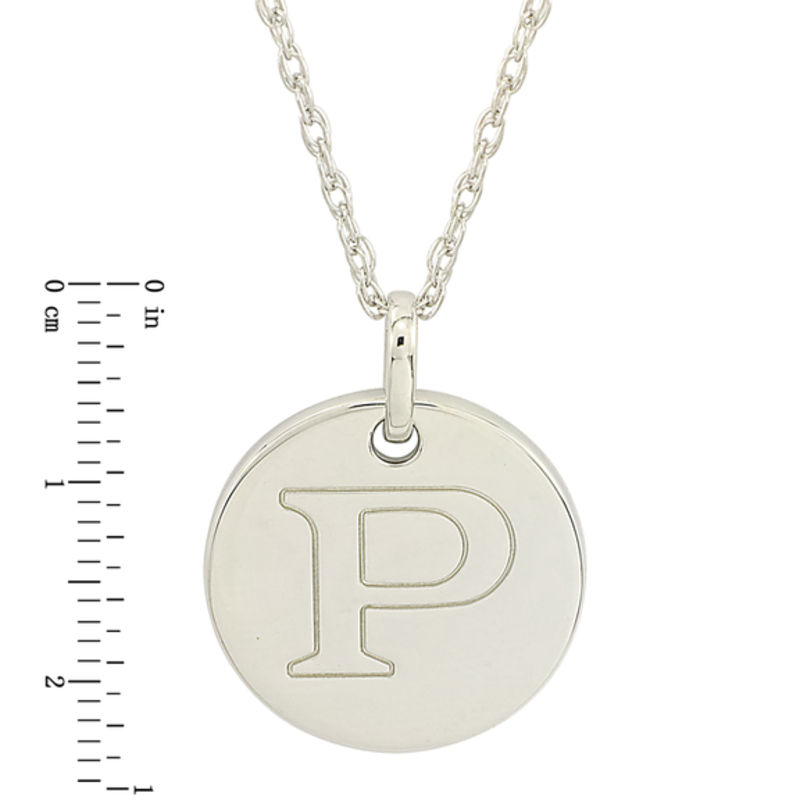 Main Image 2 of Personality Charms "P" Initial Charm Disk Starter Pendant in Sterling Silver