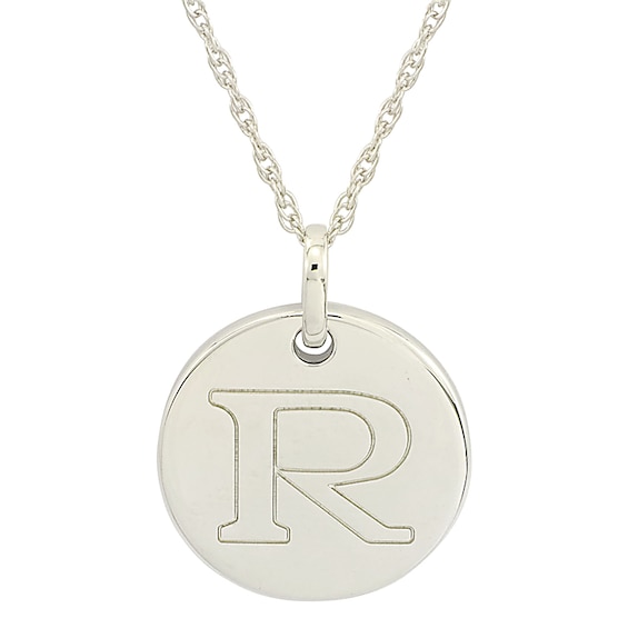 Personality Charms "R" Initial Charm Disk Starter Pendant in Sterling Silver