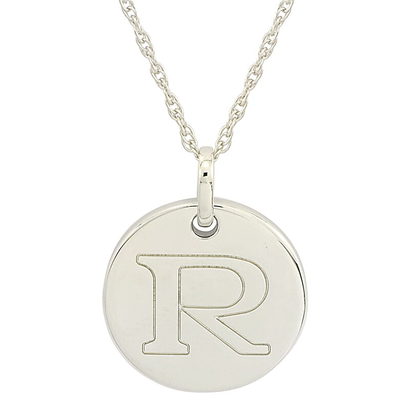 Main Image 1 of Personality Charms "R" Initial Charm Disk Starter Pendant in Sterling Silver