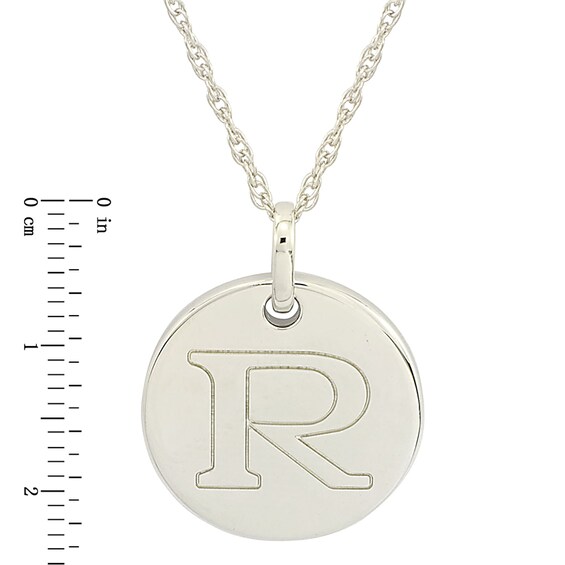 Personality Charms "R" Initial Charm Disk Starter Pendant in Sterling Silver