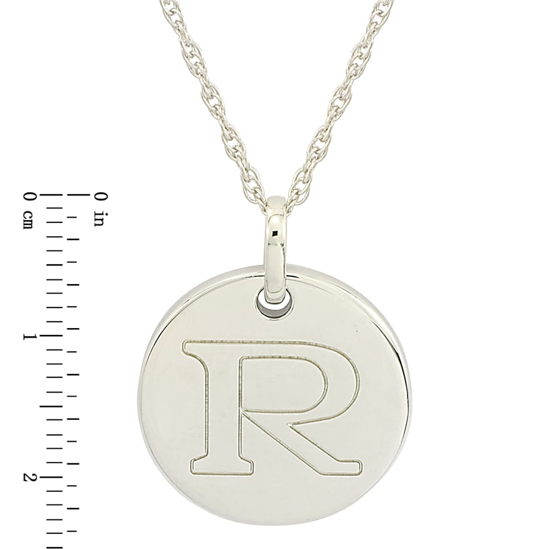 Main Image 2 of Personality Charms "R" Initial Charm Disk Starter Pendant in Sterling Silver