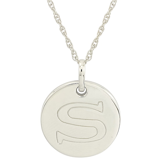 Personality Charms "S" Initial Charm Disk Starter Pendant in Sterling Silver