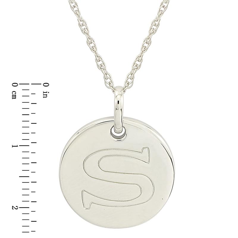 Main Image 2 of Personality Charms "S" Initial Charm Disk Starter Pendant in Sterling Silver