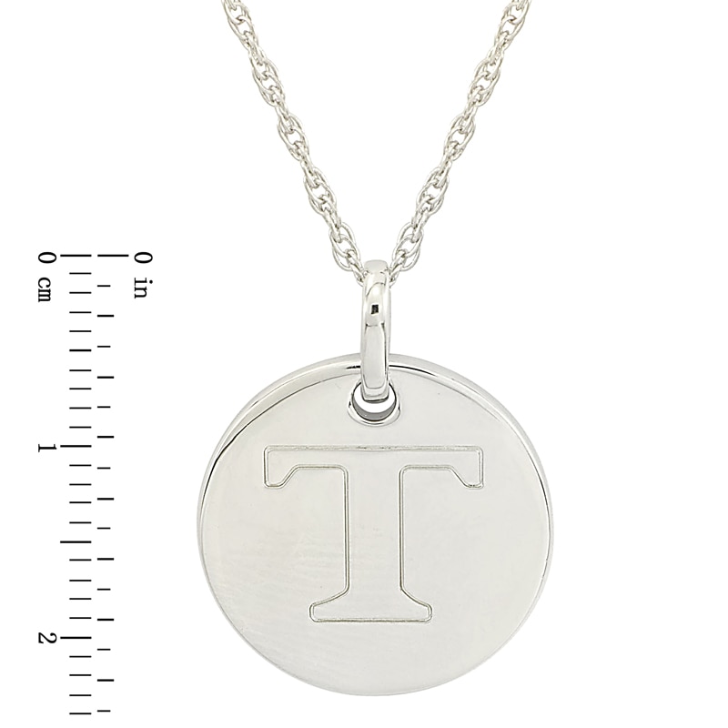 Personality Charms "T" Initial Charm Disk Starter Pendant in Sterling Silver
