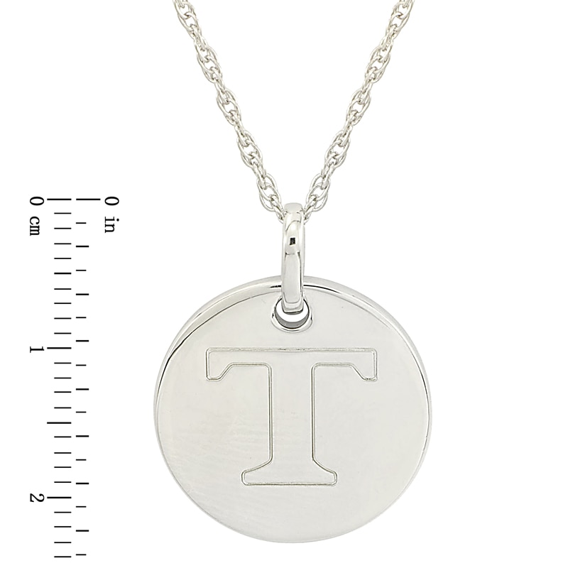 Main Image 2 of Personality Charms "T" Initial Charm Disk Starter Pendant in Sterling Silver