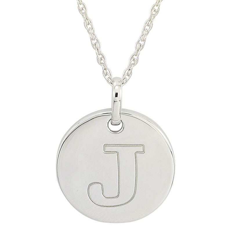 Main Image 1 of Personality Charms "J" Initial Charm Disk Starter Pendant in Sterling Silver
