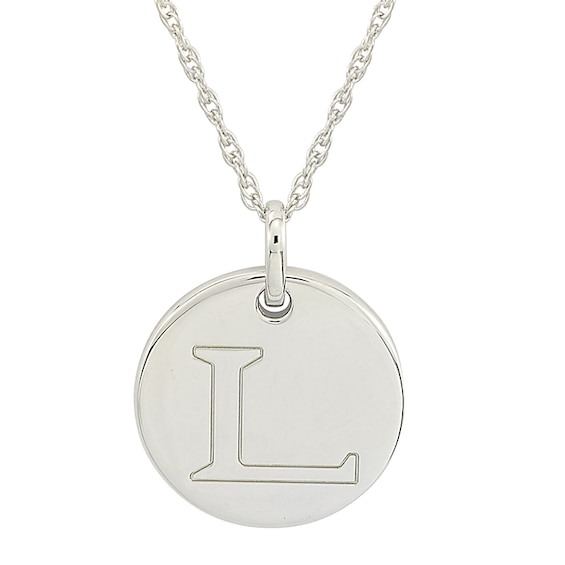 Personality Charms "L" Initial Charm Disk Starter Pendant in Sterling Silver