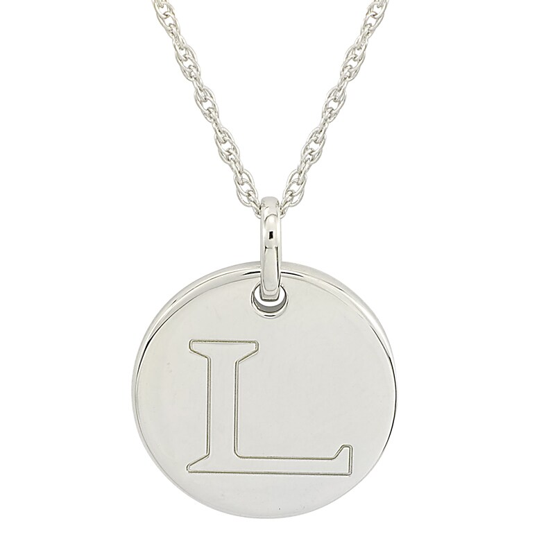 Main Image 1 of Personality Charms "L" Initial Charm Disk Starter Pendant in Sterling Silver