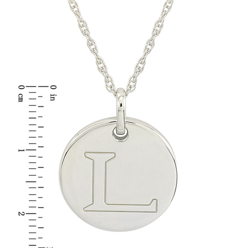 Main Image 2 of Personality Charms "L" Initial Charm Disk Starter Pendant in Sterling Silver